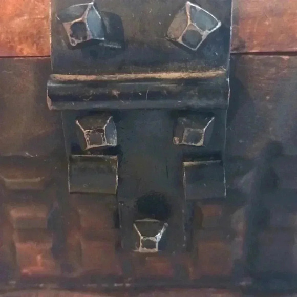 Vintage Rustic Wood Pirate Treasure Chest Jewelry Trinket Box Handmade.. - Picture 9 of 11